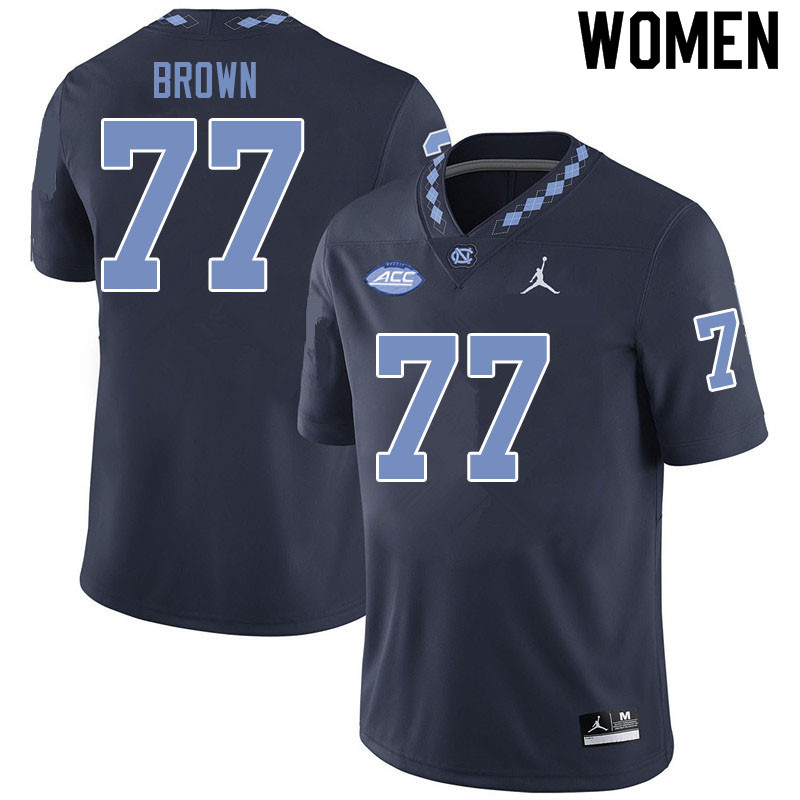 Jordan Brand Women #77 Noland Brown North Carolina Tar Heels College Football Jerseys Sale-Black - Click Image to Close